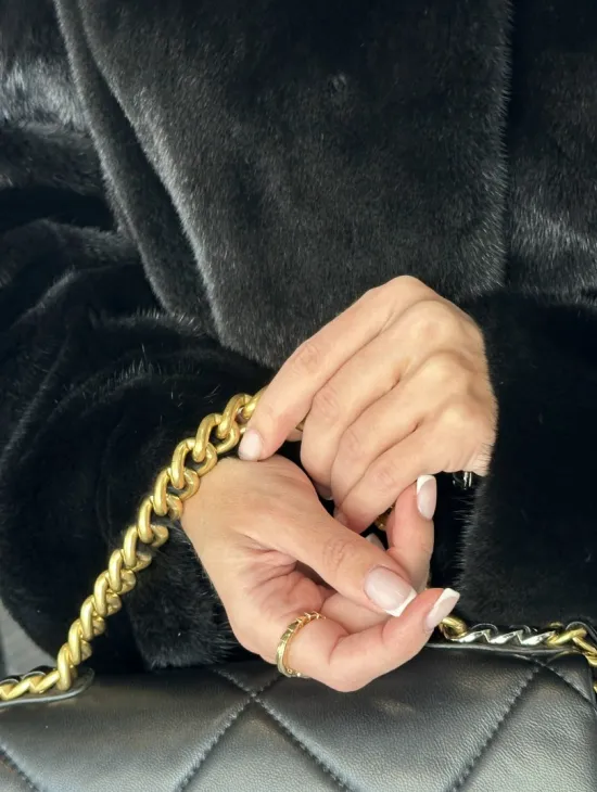 Удлиненная шуба из норки BLACKGLAMA с капюшоном - фото 2