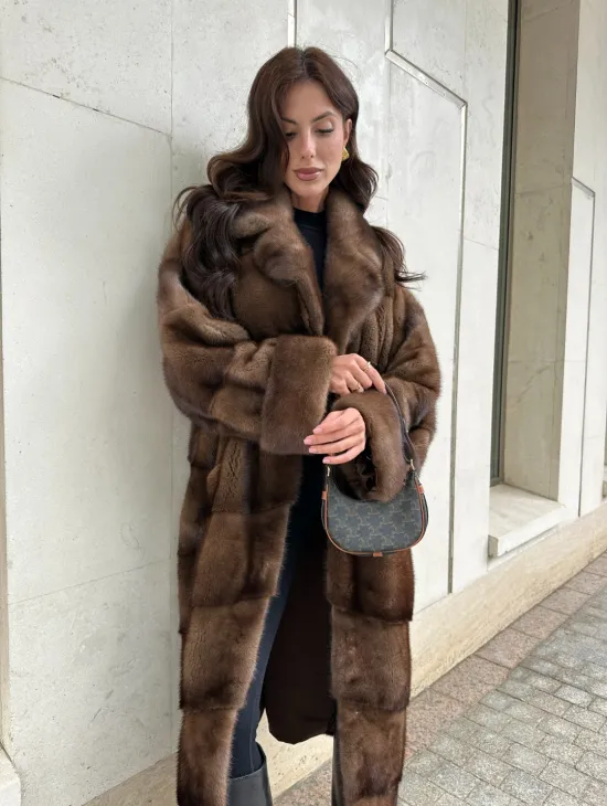 Норковая шуба NAFA соболиного натурального цвета - фото 6
